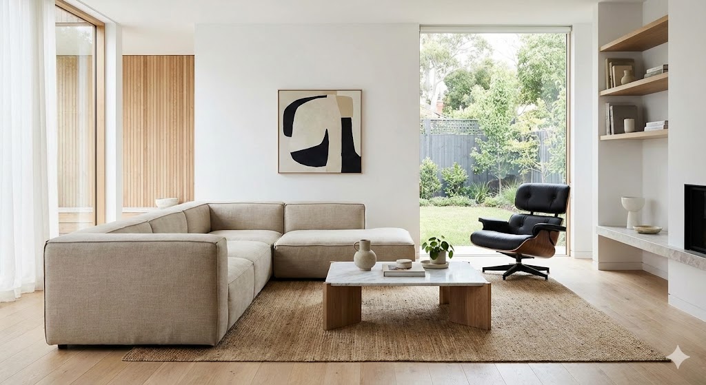 Organized living room with minimalist style