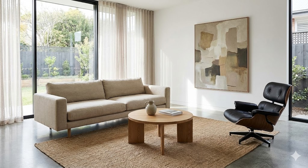 Minimalist and organized living room